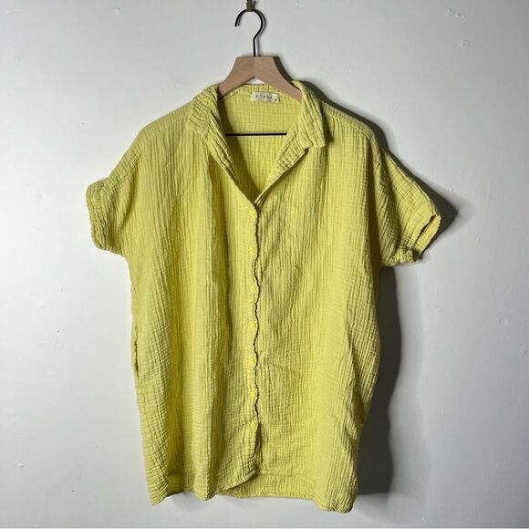 Stark X Yellow Cotton Gauze Shirt Dress Swim Cover up Button Down Yellow small - Picture 1 of 8